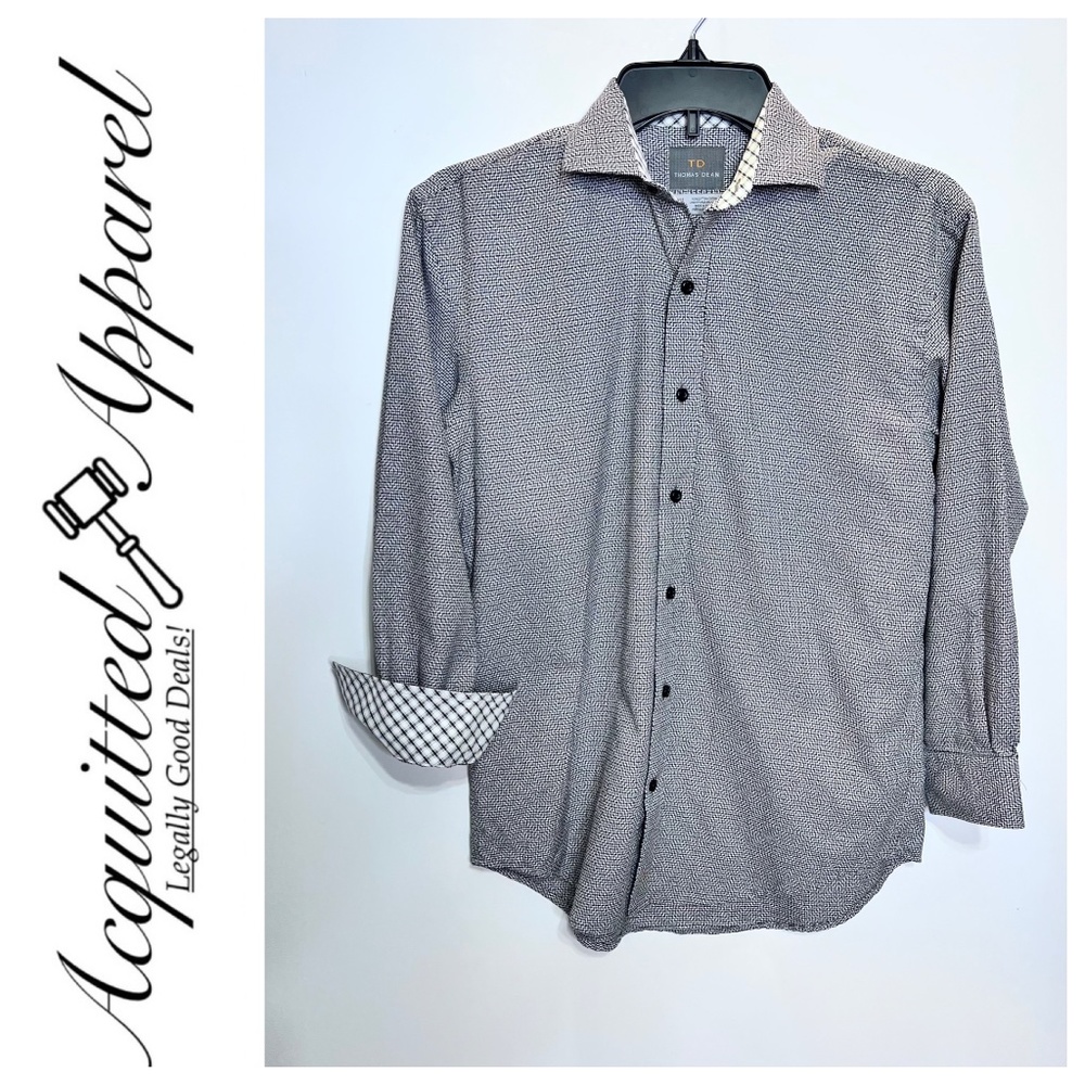 TD Thomas Dean Boys Long sleeve Button Up Dress Shirt